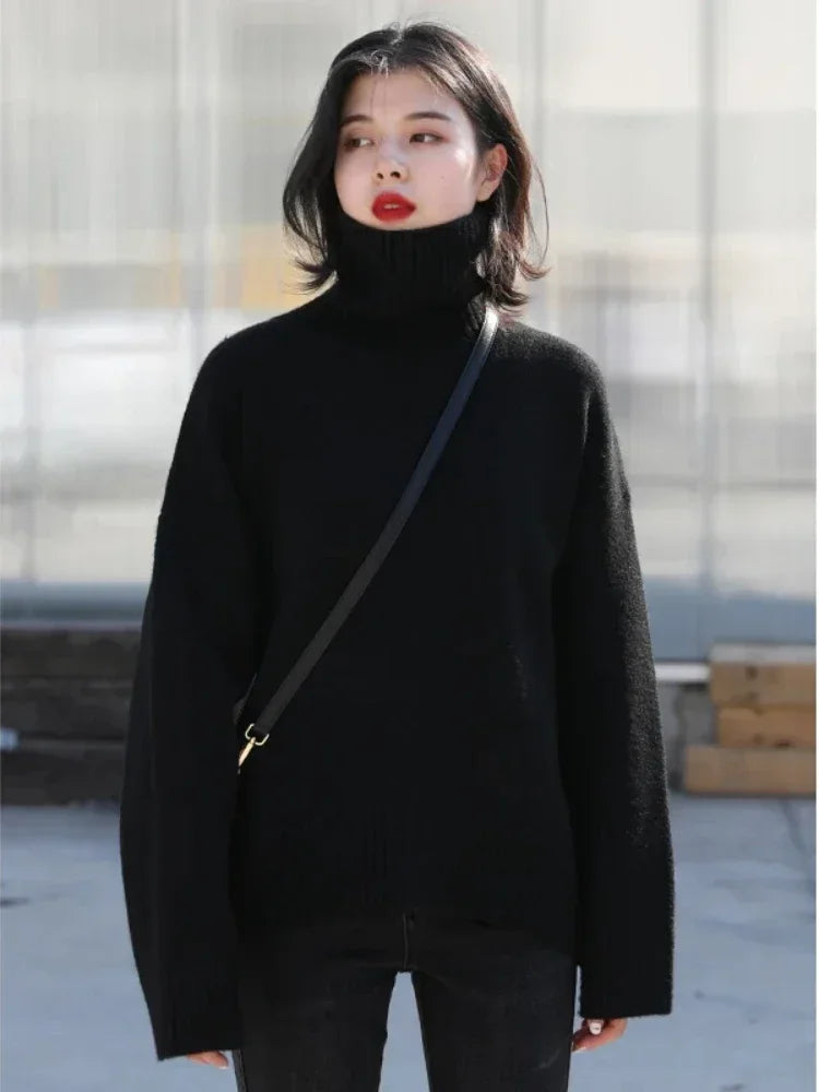 Zaarr Winter New Turtleneck Knit Pullover