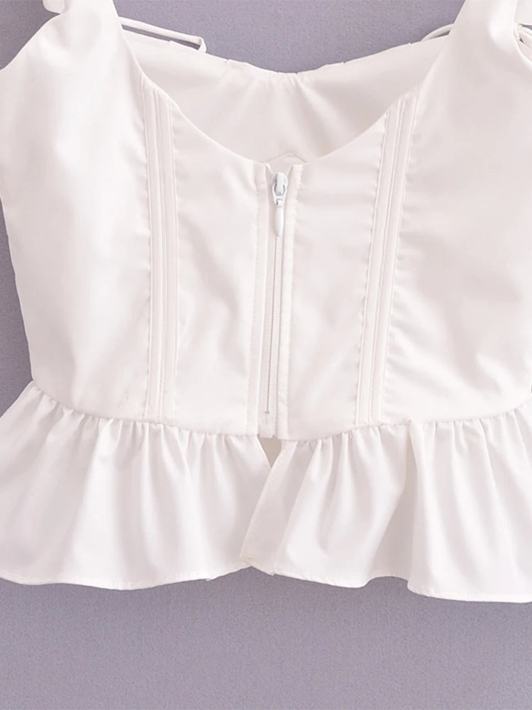 Chic Fish Bone Cropped Tops Palace Style Corset Top