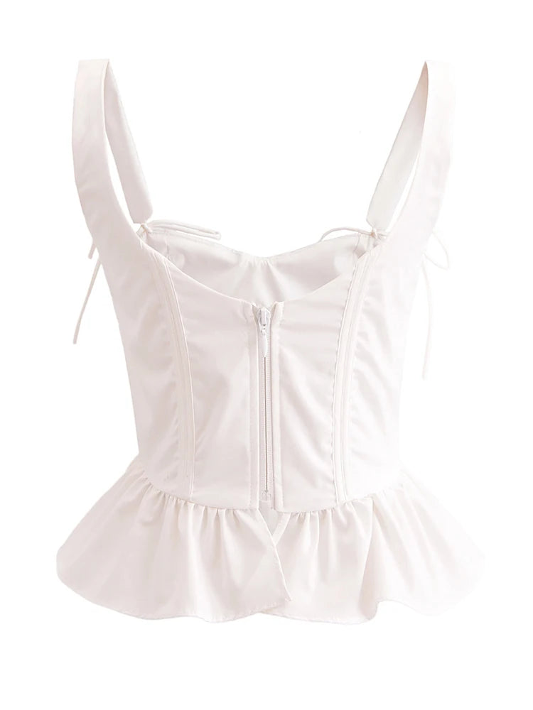 Chic Fish Bone Cropped Tops Palace Style Corset Top