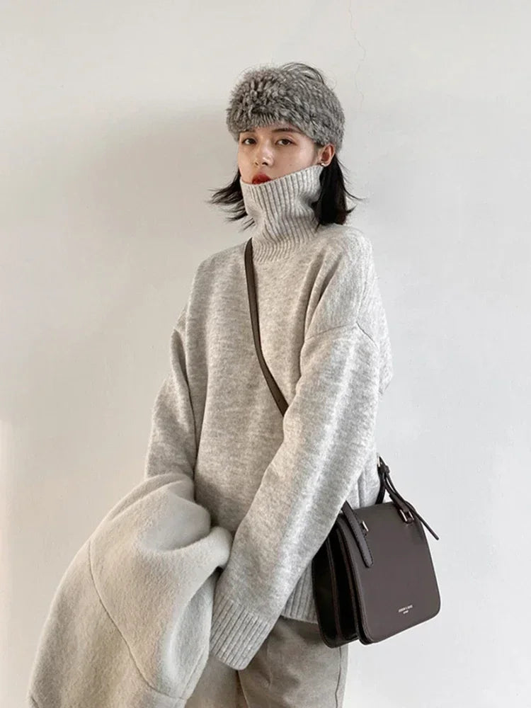 Zaarr Winter New Turtleneck Knit Pullover