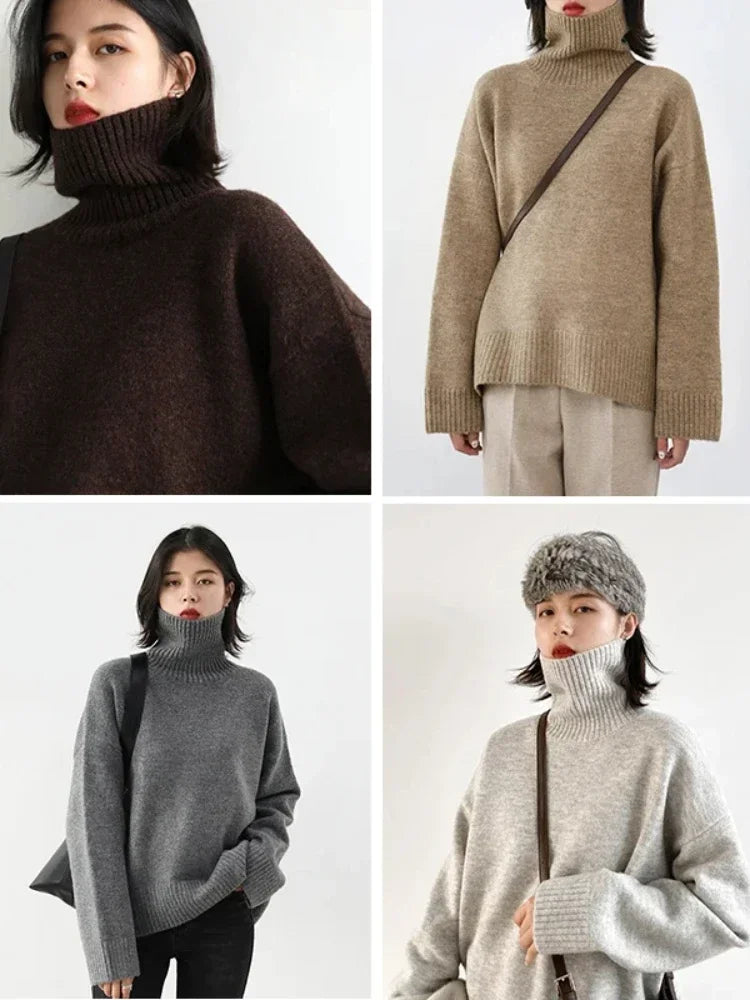 Zaarr Winter New Turtleneck Knit Pullover
