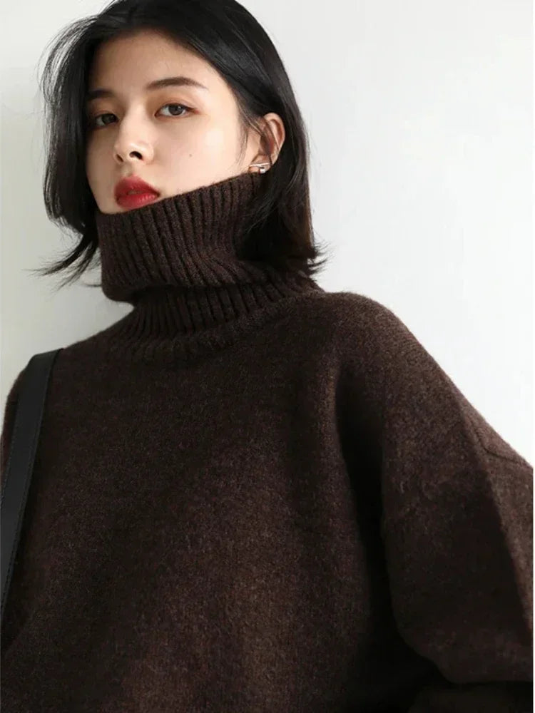 Zaarr Winter New Turtleneck Knit Pullover