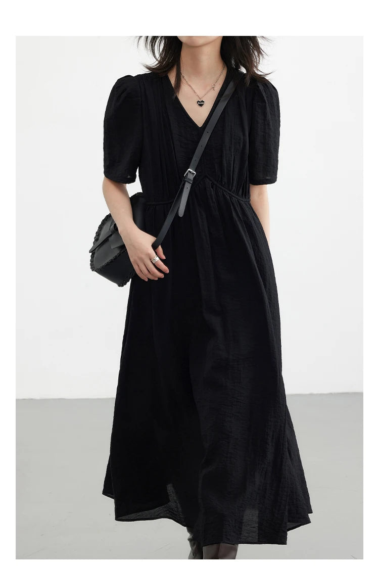 Bonjour French Style Vintage V-neck Puff Sleeve