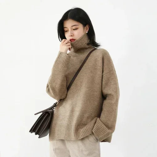 Zaarr Winter New Turtleneck Knit Pullover