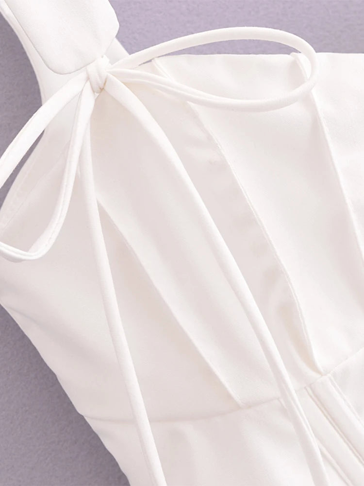 Chic Fish Bone Cropped Tops Palace Style Corset Top