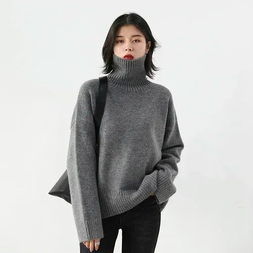 Zaarr Winter New Turtleneck Knit Pullover